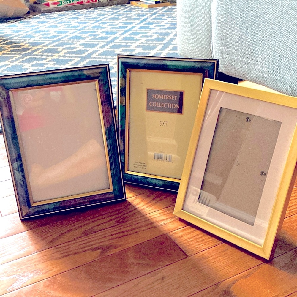 A set of 3 photos frames 5 inches x 7 inches.